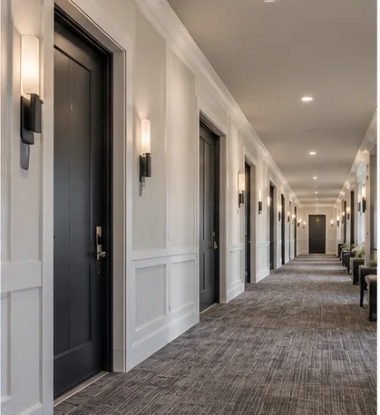 Illustrative finished apartment corridor